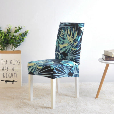 Stuhlbezug mit Blumenmuster (Marineblau)