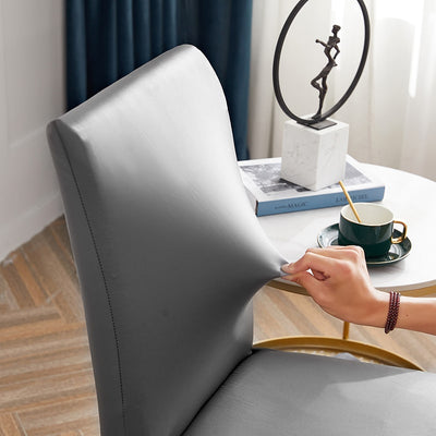 Stuhlbezug aus anthrazitgrauem Kunstleder