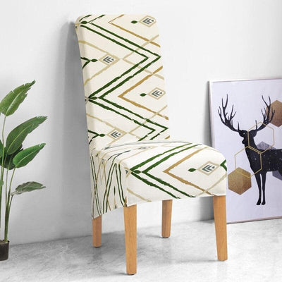 Gemusterter beigefarbener großer Stuhlbezug