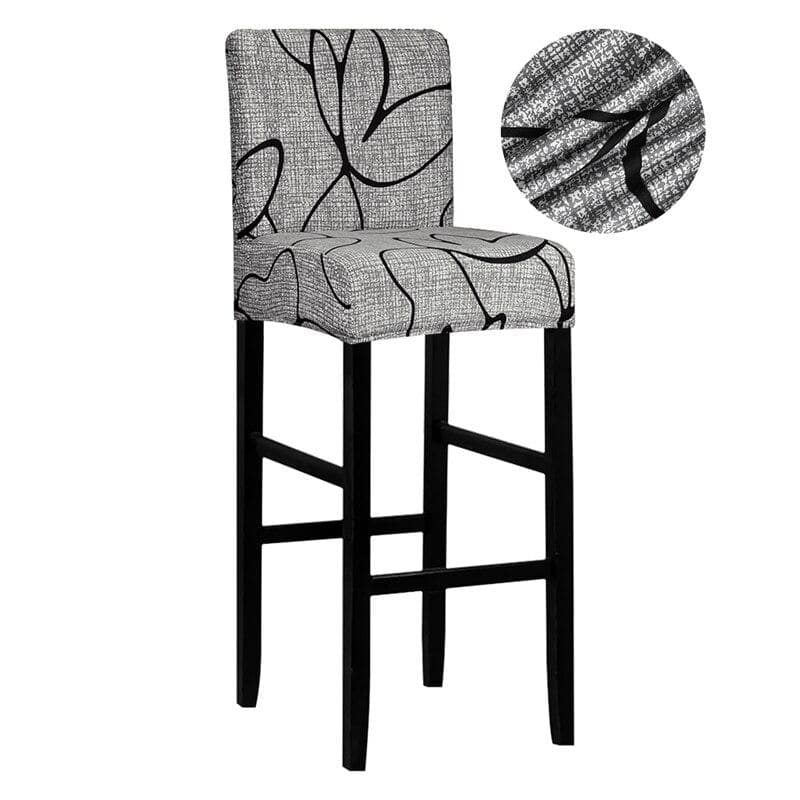 Grauer Barhockerbezug mit schwarzen Mustern