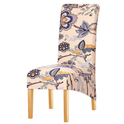 Großer beigefarbener Blumen-Stuhlbezug