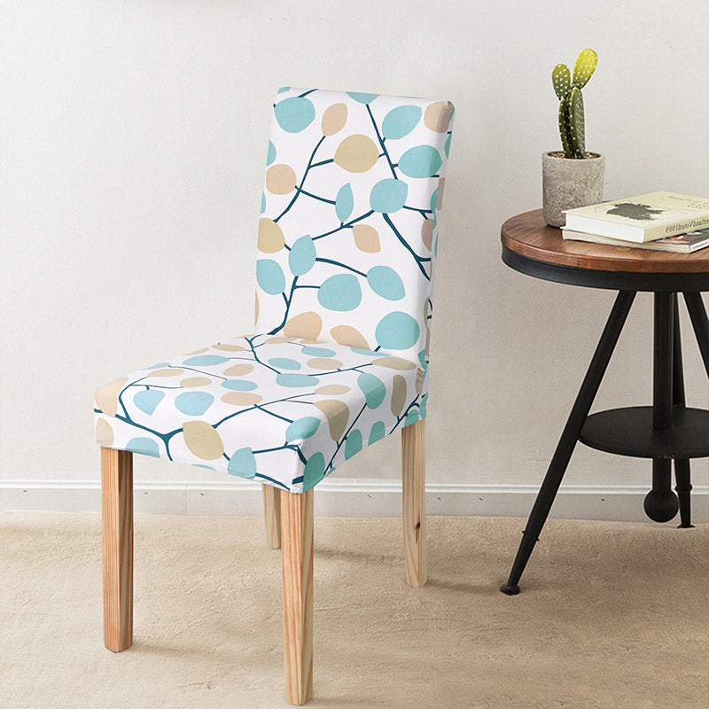 Stuhlbezug mit Blumenmuster (blau)