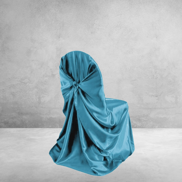 Türkisfarbener Satin-Stuhlbezug für Hochzeiten