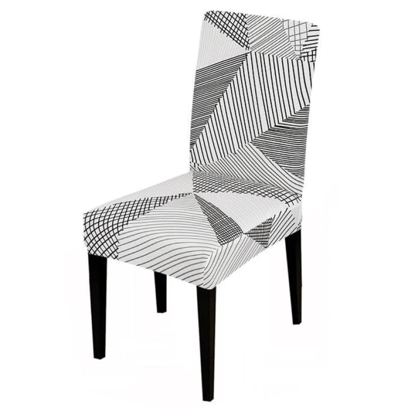 Silberner Stuhlbezug mit geometrischen Formen