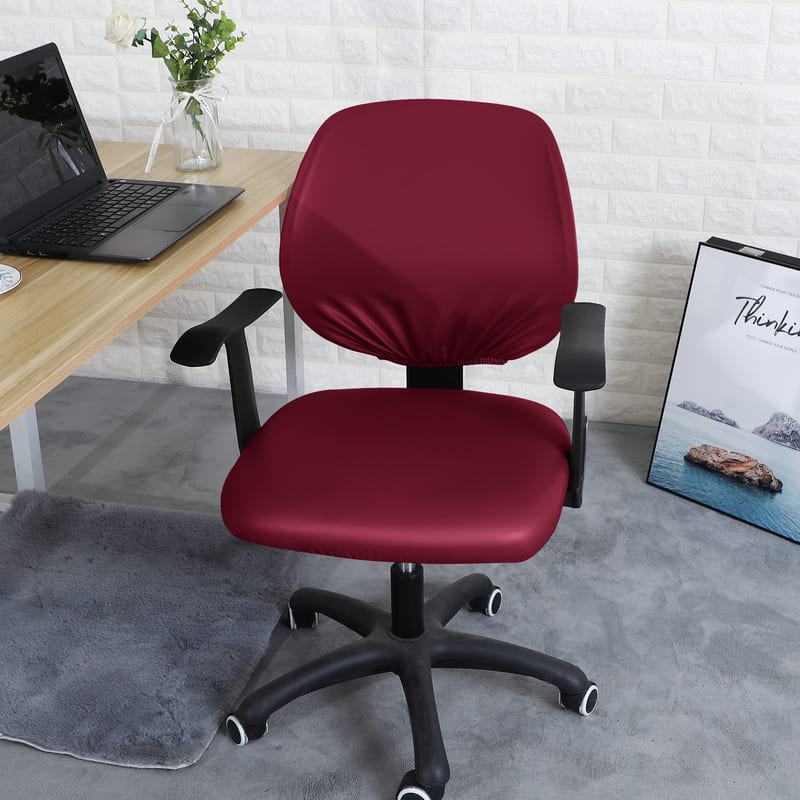 Bürostuhlbezug aus burgunderfarbenem Leder