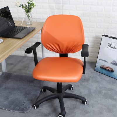 Orangefarbener Bürostuhlbezug aus Leder