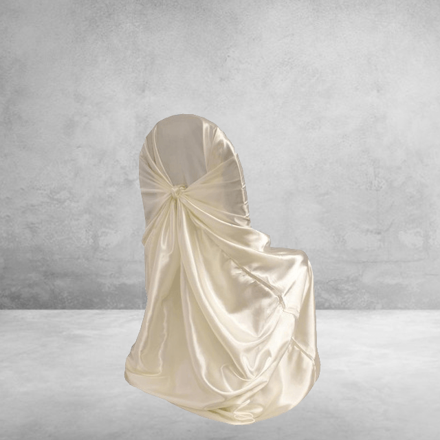 Ecru-Satin-Hochzeitsstuhlbezug