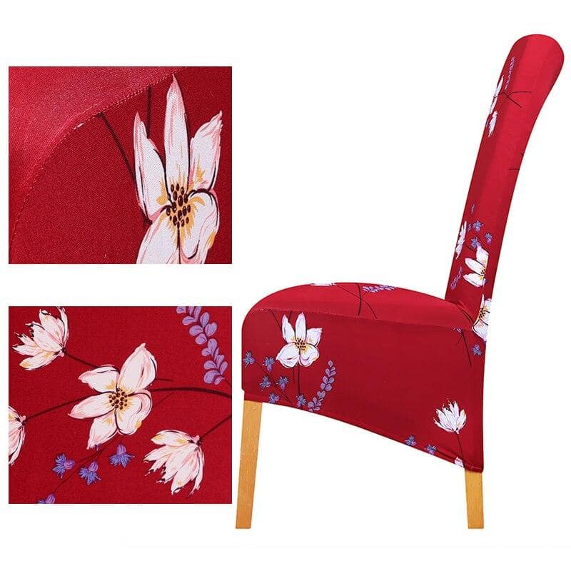 Großer Stuhlbezug rot mit weißen Blumen