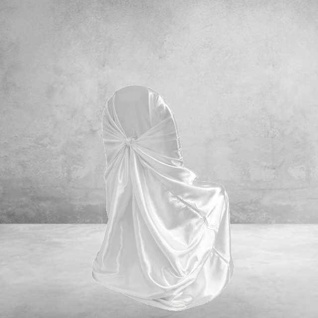 Weißer Satin-Hochzeitsstuhlbezug