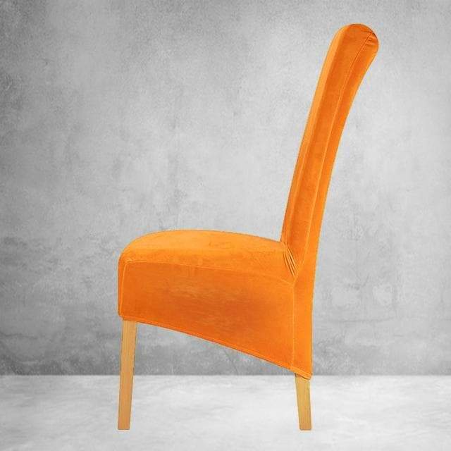 Orangefarbener XL-Stuhlbezug aus Samt