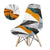 Skandinavischer Stuhlbezug in Grau, Weiß und Orange