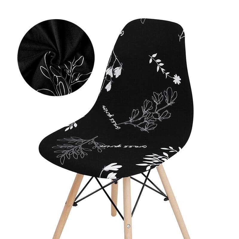 Floraler schwarzer skandinavischer Stuhlbezug